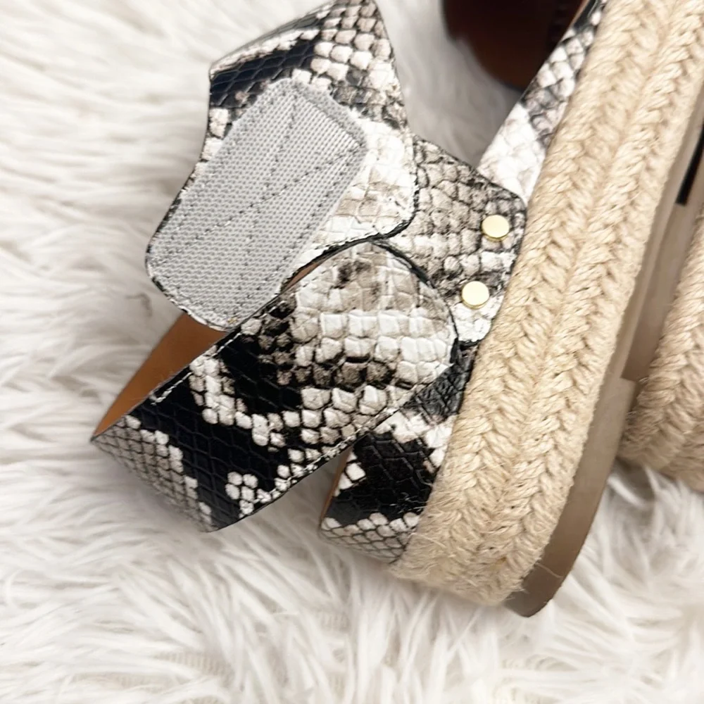 Franco Sarto Oak Snake print espadrille platform sandals women size 8